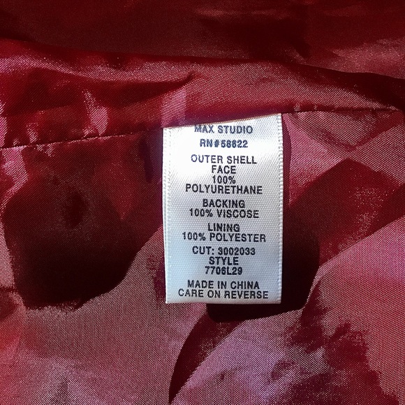 Max Studio Red/Burgundy Faux Leather Jacket - Picture 8 of 12